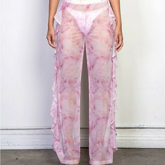 Three Piece Tie Dye Ruffled Pants & Bikini Set - Picture 2 of 7